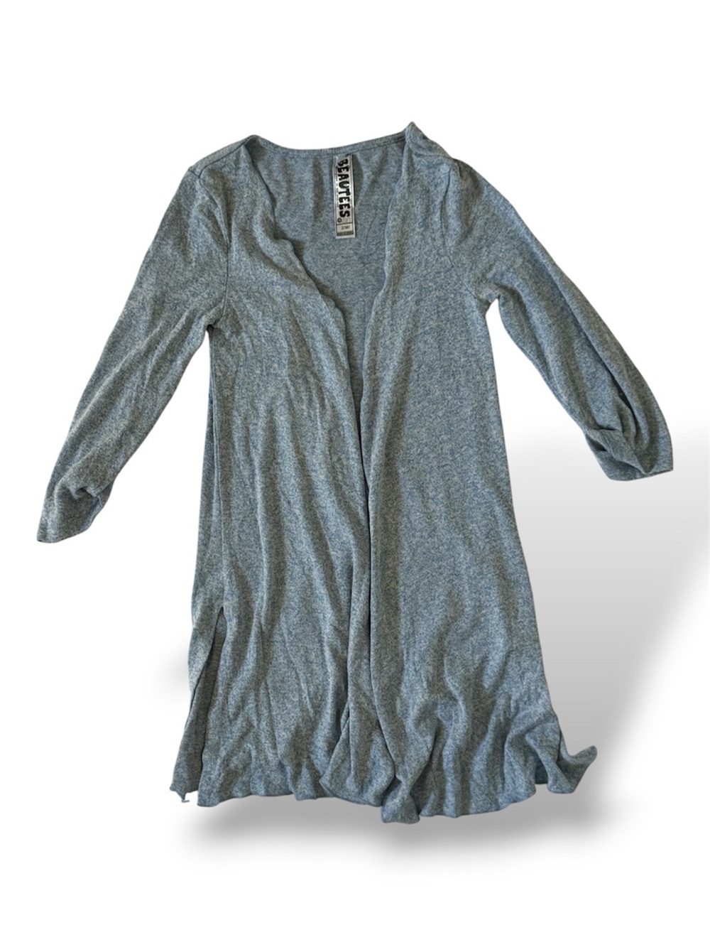 Beautees Heather Gray Open-Front Duster Cardigan